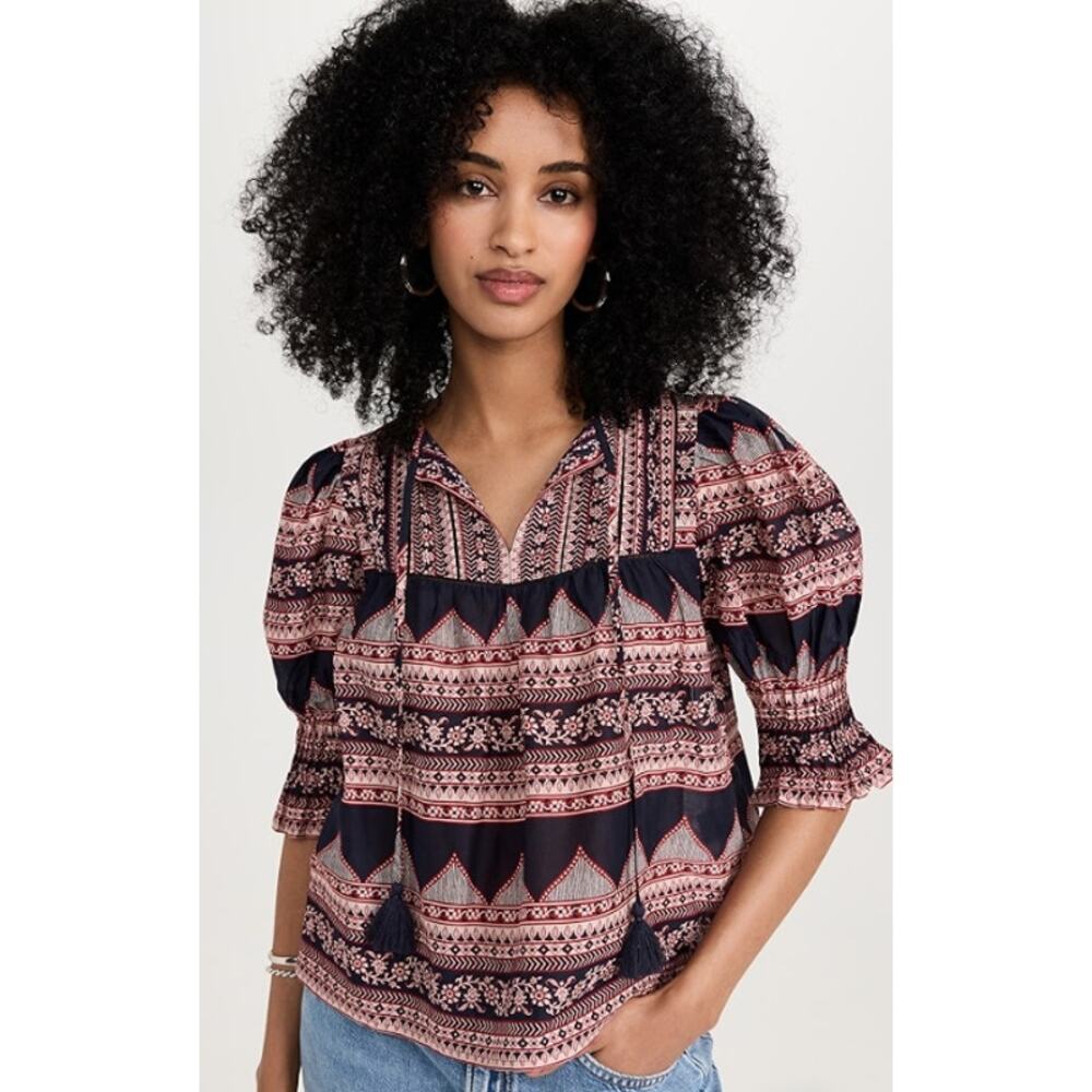Sea Suzie Print Puff Sleeve Top (Size XS)